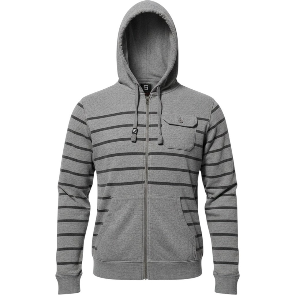 Southpole‎ Hoodie Mens Large Gray Striped Zip Chest Pocket Y2K Streetwear Skater
